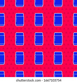 Blue Eraser or rubber icon isolated seamless pattern on red background.  Vector Illustration