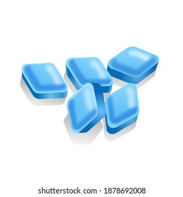 Blue erection pills. Vector illustration with shadow on a white background.