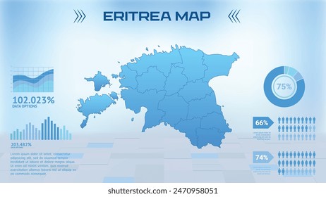 Blue Eritrea Map with States, Political Eritrea infographic map vector illustration