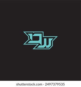 blue esport DW sporty and bold concept dynamic gaming monogram logo letter