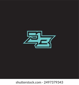 blue esport dynamic gaming monogram logo letter sporty and bold concept JB