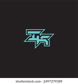 blue esport dynamic gaming monogram logo letter sporty and bold concept IK