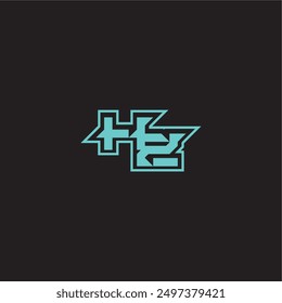 azul esport juego dinámico monograma logo letra deportivo y audaz concepto HZ