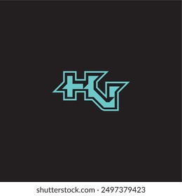 blue esport dynamic gaming monogram logo letter sporty and bold concept HV