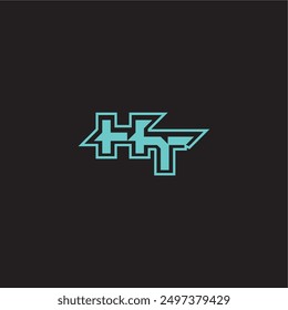 blau esport dynamisch gaming monogramm logo buchstabe sportlich und kühne konzept HT