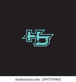 azul esport juego dinámico monograma logo letra deportivo y audaz concepto HJ