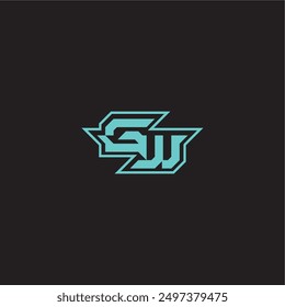 blue esport dynamic gaming monogram logo letter sporty and bold concept GW