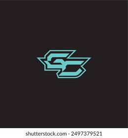 blue esport dynamic gaming monogram logo letter sporty and bold concept GC