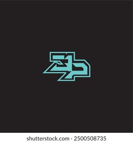 blue esport dynamic gaming monogram logo letter sporty and bold concept JP