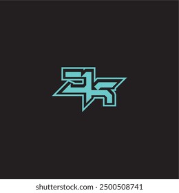 azul esport juego dinámico monograma logo letra deportivo y audaz concepto JK
