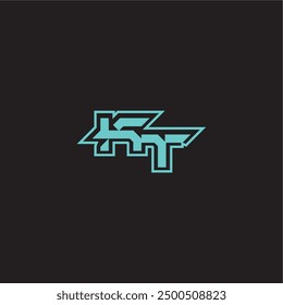 blue esport dynamic gaming monogram logo letter sporty and bold concept KT