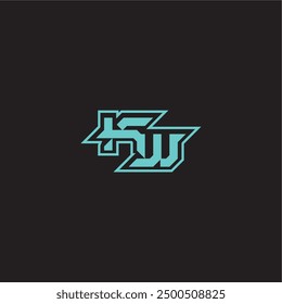 blue esport dynamic gaming monogram logo letter sporty and bold concept KW