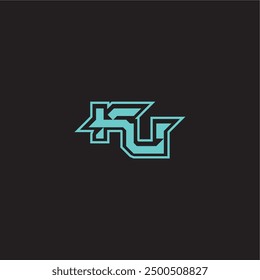 blue esport dynamic gaming monogram logo letter sporty and bold concept KU