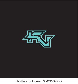 blue esport dynamic gaming monogram logo letter sporty and bold concept KV