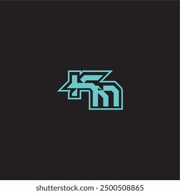 blue esport dynamic gaming monogram logo letter sporty and bold concept KM