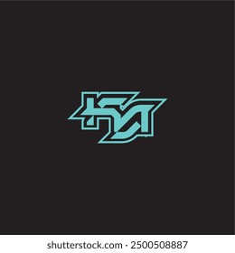 blue esport dynamic gaming monogram logo letter sporty and bold concept KA