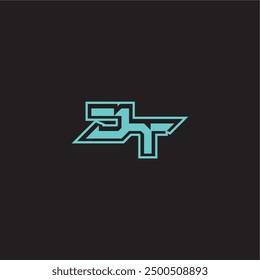 blue esport dynamic gaming monogram logo letter sporty and bold concept JT