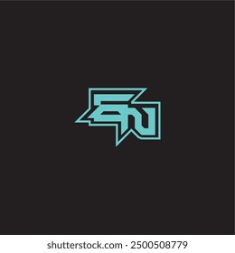 blue esport EN sporty and bold concept dynamic gaming monogram logo letter