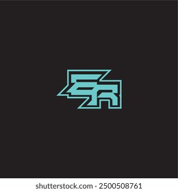 blue esport ER sporty and bold concept dynamic gaming monogram logo letter