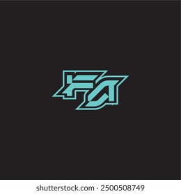 blue esport FA sporty and bold concept dynamic gaming monogram logo letter