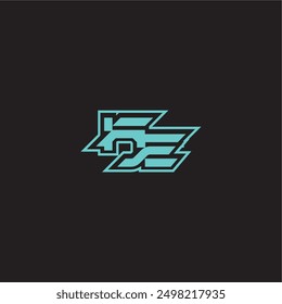 blue esport FE sporty and bold concept dynamic gaming monogram logo letter