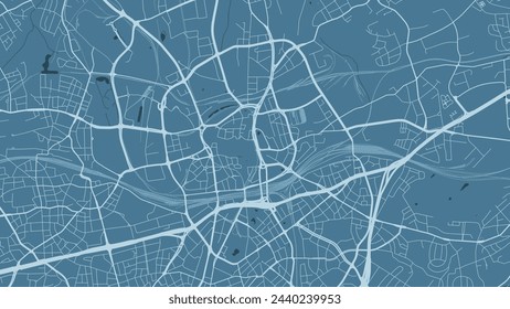 Blue Essen map, Germany. Vector city streetmap, municipal area.