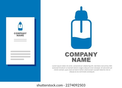 Blue Essential oil bottle icon isolated on white background. Organic aromatherapy essence. Skin care serum glass drop package. Logo design template element. Vector