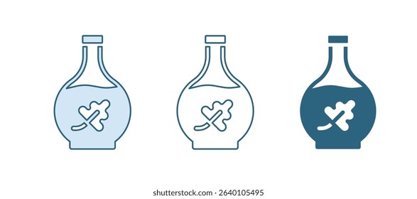 Blue Essential oil bottle icon isolated on white background. Organic aromatherapy essence. Skin care serum glass drop package.  Vector