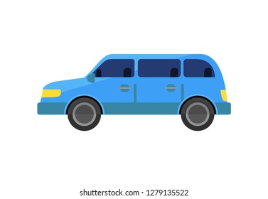 Blue estate-car body illustration. Auto, lifestyle, travel. Transport concept. Vector illustration can be used for topics like road, travelling, city