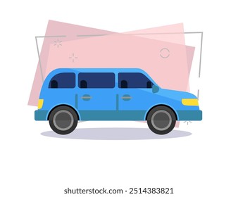 Blue estate-car body illustration. Auto, lifestyle, travel. Transport concept. Vector illustration can be used for topics like road, travelling, city