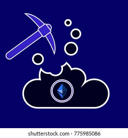 blue etherum cloud mining vector design