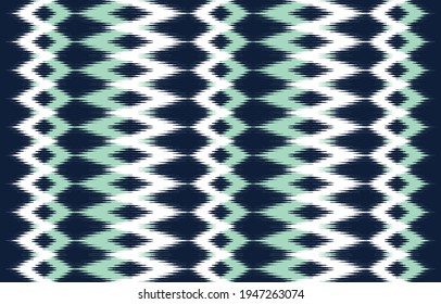 Blue Ethnic abstract ikat art. Seamless pattern in tribal, folk embroidery, and Mexican style. Aztec geometric art ornament print.Design for carpet, wallpaper, clothing, wrapping,fabric,cover,textile