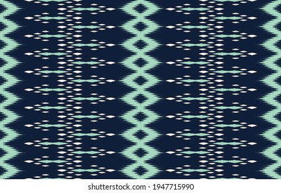 blue Ethnic abstract ikat art. Seamless pattern in tribal, folk embroidery, and Mexican style. Aztec geometric art ornament print.Design for carpet, wallpaper, clothing,wrapping,fabric,cover, textile