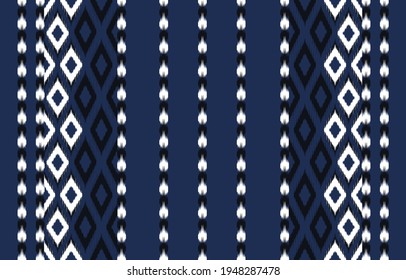 Blue Ethnic abstract ikat art. Seamless pattern in tribal, folk embroidery, and Mexican style. Aztec geometric art ornament print.Design for carpet, wallpaper, clothing,wrapping,fabric,cover, textile