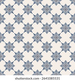 Blue ethnic boho seamless pattern. Native American, Navajo pattern, tribal vector texture. Aztec ornament. Design for black ground Capet , curtains, blankets, Can be use in design for clothing.