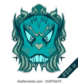 Blue Ethnic Bone Head Design