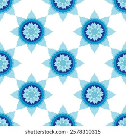 Blue ethnic flower pattern for decorating and background.