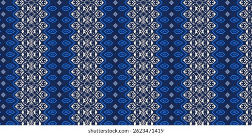Blue Ethnic Geometric Seamless Background