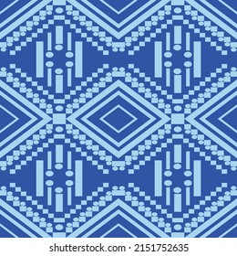 Patrón azul étnico sin fisuras, estilo tribal para imprimir tela o tejer cesta o bolsa.