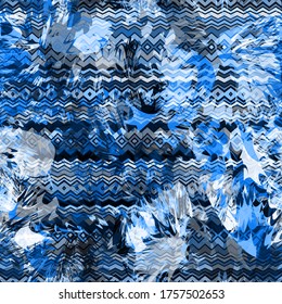 Blue ethnic seamless texture with geometric pattern. Abstract vector background for web page, banners backdrop, fabric, home decor, wrapping