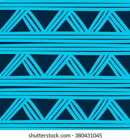 Blue ethnic vector texture. Tribal textile background. Geometric fabric texture with traditional elements
