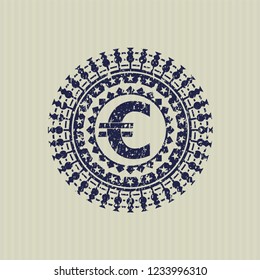 Blue euro icon inside rubber texture