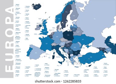 Blue Europe Map