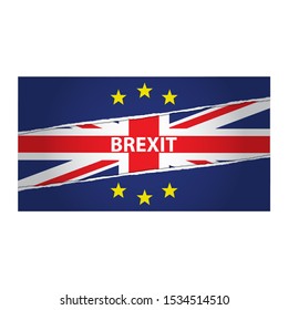 blue European union flag with Great Britain flag, united kingdom UK leave from EU concept or Brexit