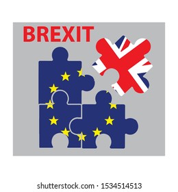 blue European union flag with Great Britain flag, united kingdom UK leave from EU concept or Brexit