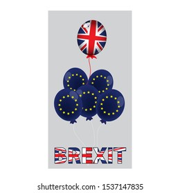 blue European union flag with Great Britain flag, united kingdom UK leave from EU concept or Brexit