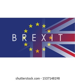 blue European union flag with Great Britain flag, united kingdom UK leave from EU concept or Brexit