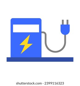 Icono de la estación de carga EV azul. Vector.