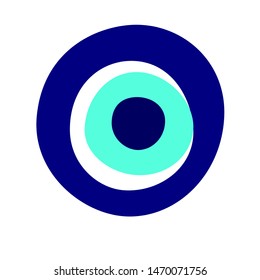 Blue evil eye icon on white background vector drawing