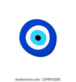 Blue evil eye symbol with three concentric circles. known for good luck and protection.